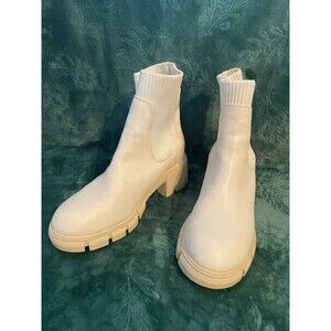 Ruanyu Womens Lug Sole Platform Ankle Boots Elastic Chelsea Chunky Block Heel